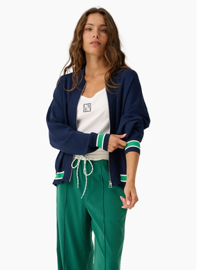 Cartel & Willow CW Brodie Knit Bomber  - Navy Stripe