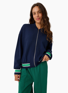 Cartel & Willow CW Brodie Knit Bomber  - Navy Stripe