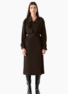 Esmaee Metro Trench Coat Chocolate