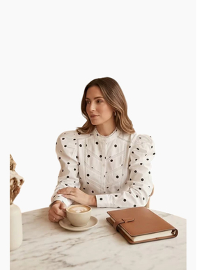 HARLEM Letitia Blouse - White/Black Spots