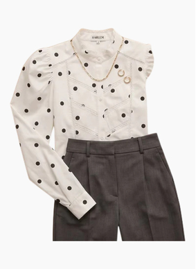 HARLEM Letitia Blouse - White/Black Spots