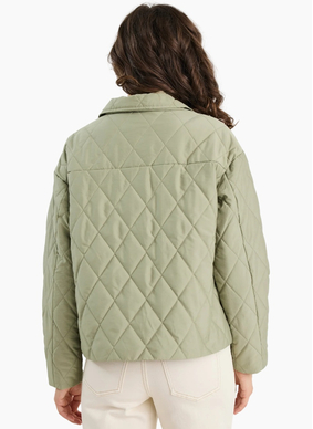 Among The Brave Absolute Soft Khaki Collared Quilted Puffer Jacket