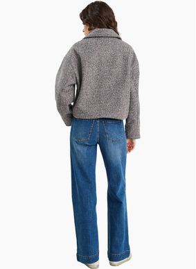 Among The Brave Dune Charcoal Boucle Zip Front Jacket
