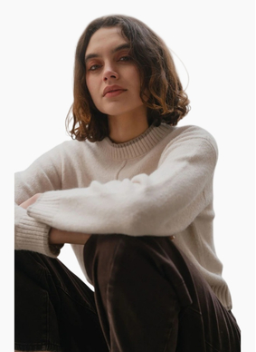Among The Brave Edge Ivory Mock Neck Jumper
