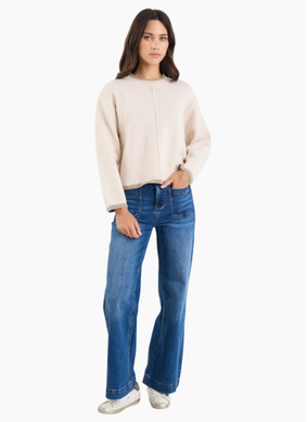 Among The Brave Edge Ivory Mock Neck Jumper