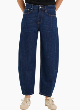 Among The Brave Graduate Mid Rise Barrel Leg Stretch - Dark Blue