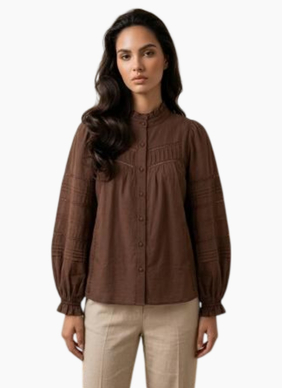 HARLEM HADLEY BLOUSE-CHOCOLATE