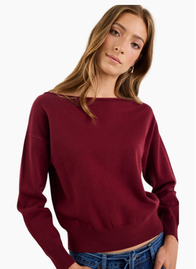 Ivy + Jack Incentive Burgundy Plum Boatneck Jumper