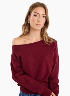 Ivy + Jack Incentive Burgundy Plum Boatneck Jumper