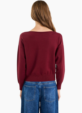 Ivy + Jack Incentive Burgundy Plum Boatneck Jumper