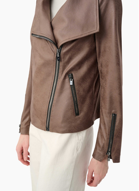 Joseph Ribkoff Foiled Knit Suede-Mink