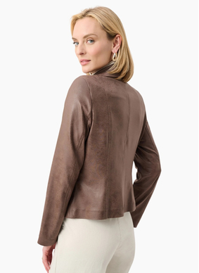 Joseph Ribkoff Foiled Knit Suede-Mink