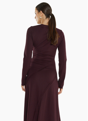 SASS JADE SEAMED JERSEY DRESS-BURGUNDY