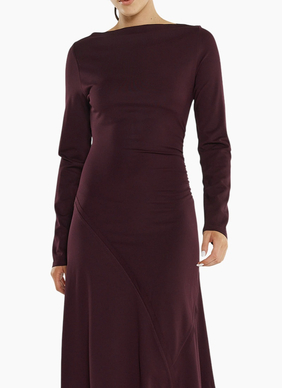 SASS JADE SEAMED JERSEY DRESS-BURGUNDY