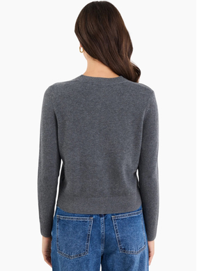 Stories Be Told Autograph Charcoal Soft Fine Gauge Crewneck Cardigan