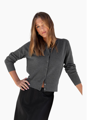 Stories Be Told Autograph Charcoal Soft Fine Gauge Crewneck Cardigan