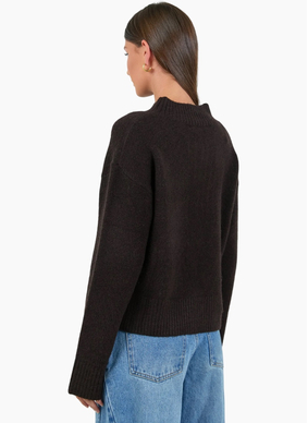 Stories Be Told Forage Chocolate Mock Neck LS Jumper