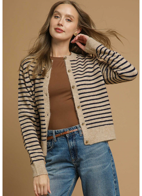 Striped Button Up Cardigan