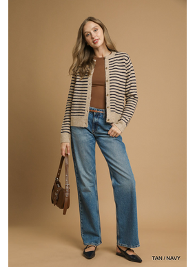Striped Button Up Cardigan