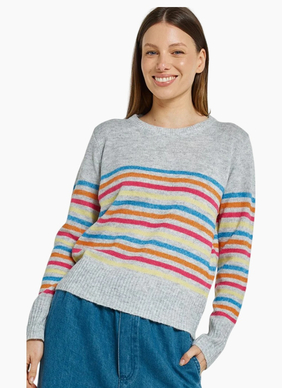 Betty Basics Elinda Sweater - Rainbow Stripe