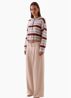 SOVERE Arlo Stripe Cardigan - Blue / Plum
