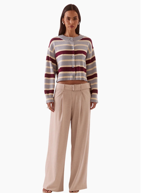 SOVERE Arlo Stripe Cardigan - Blue / Plum
