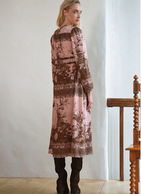 COOP RUCHE WITH IT Dress - Peony Lane Pink/Brown
