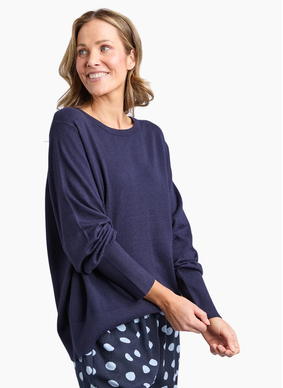 Elm Sunny Long Sleeve Knit Top - Classic Navy