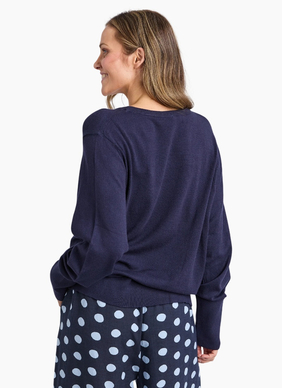 Elm Sunny Long Sleeve Knit Top - Classic Navy