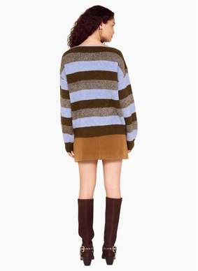 MinkPink Avia Boat Neck Knit - Blue/Stone Stripe