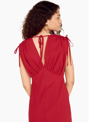 MinkPink Malia V-Neck Midi Dress - Berry