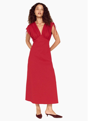 MinkPink Malia V-Neck Midi Dress - Berry