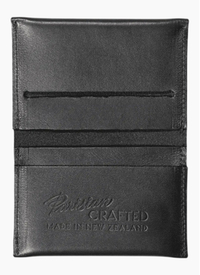 Parisian Leather Folded Card Wallet - Black