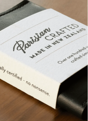 Parisian Leather Folded Card Wallet - Black