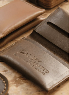 Parisian Leather Folded Card Wallet - Brown