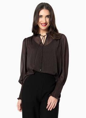 Seeking Lola  BYRON BLOUSE-MOCHA LACE