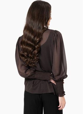 Seeking Lola  BYRON BLOUSE-MOCHA LACE