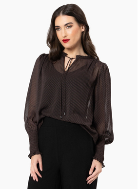 Seeking Lola  BYRON BLOUSE-MOCHA LACE