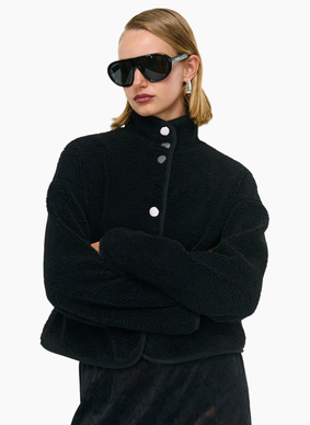 Staple the Label  Katya Crop Sherpa Jacket - Black