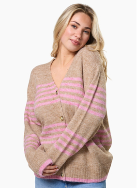 Stella + Gemma Stripe Cardigan - Desert Rose