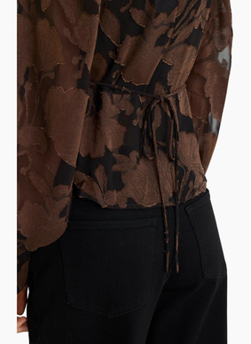 Georgia Zoe Beckon Jacquard Bubble Sleeve Top - Moonlit Garden