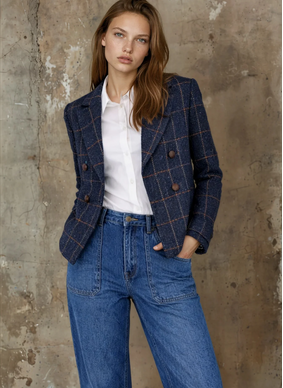 MOSS MATEO JACKET - NAVY PLAID