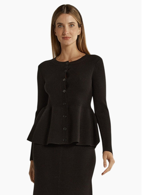 SASS Vale Peplum Cardigan Black