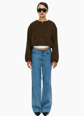 Staple the Label Alaric Cropped Jacket - Chocolate