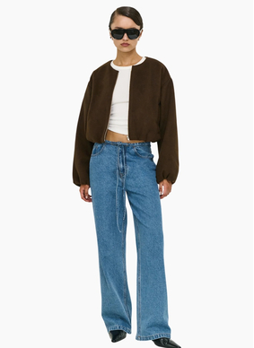 Staple the Label Alaric Cropped Jacket - Chocolate
