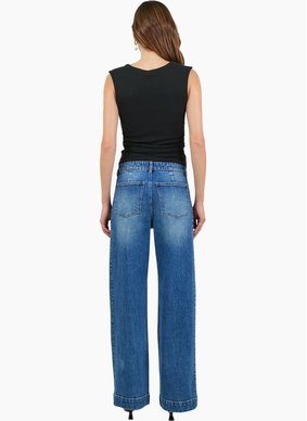 Stories Be Told Ironic Washed Blue Wide Leg Panelled Jeans