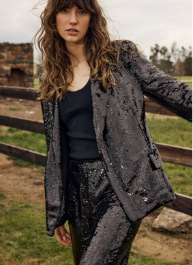 FATE + BECKER  RAYNE Blazer - Black Sequin