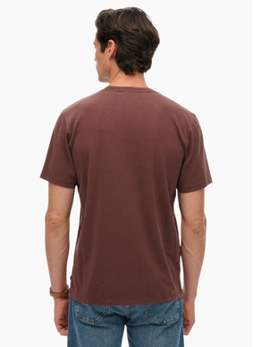 Superdry Micro Logo T Shirt Deep Mahogony Brown