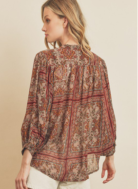Willow Paisley Print Batwing Blouse