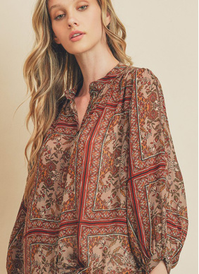 Willow Paisley Print Batwing Blouse